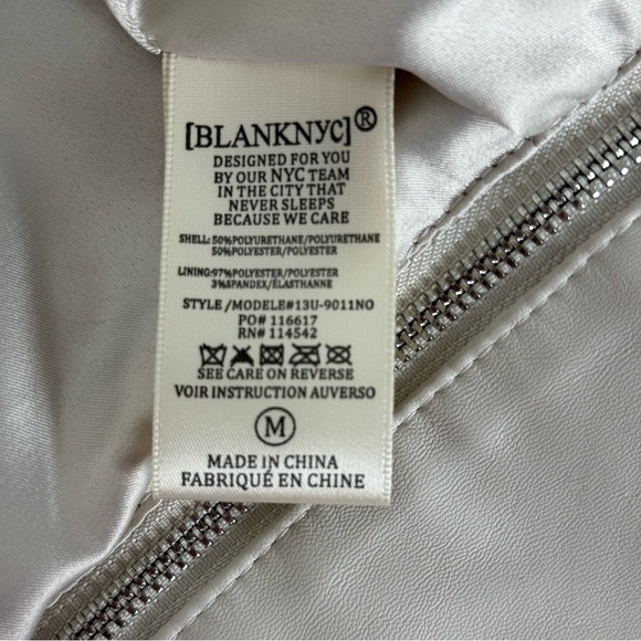 BLANKNYC Faux Leather Moto Jacket in Ivory Beige - Size M - Picture 13 of 13